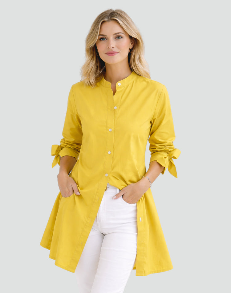Oversize-Bluse für Damen – Lang geschnitten mit Bindedetails an den Ärmeln 13