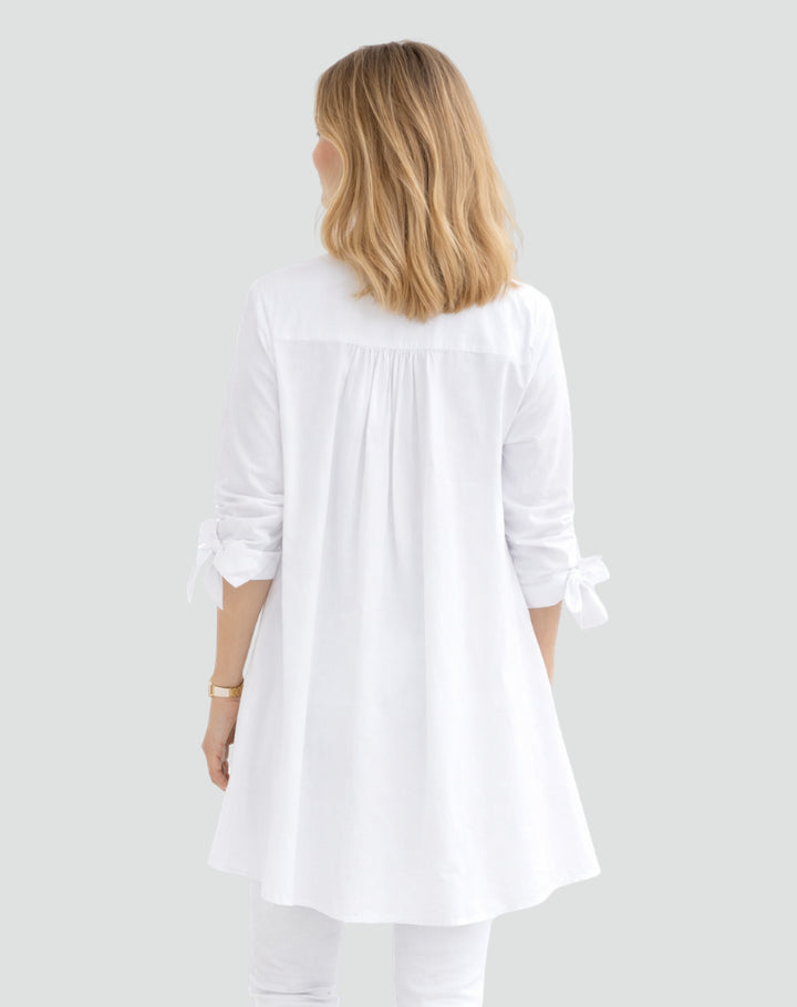 Oversize-Bluse für Damen – Lang geschnitten mit Bindedetails an den Ärmeln 3