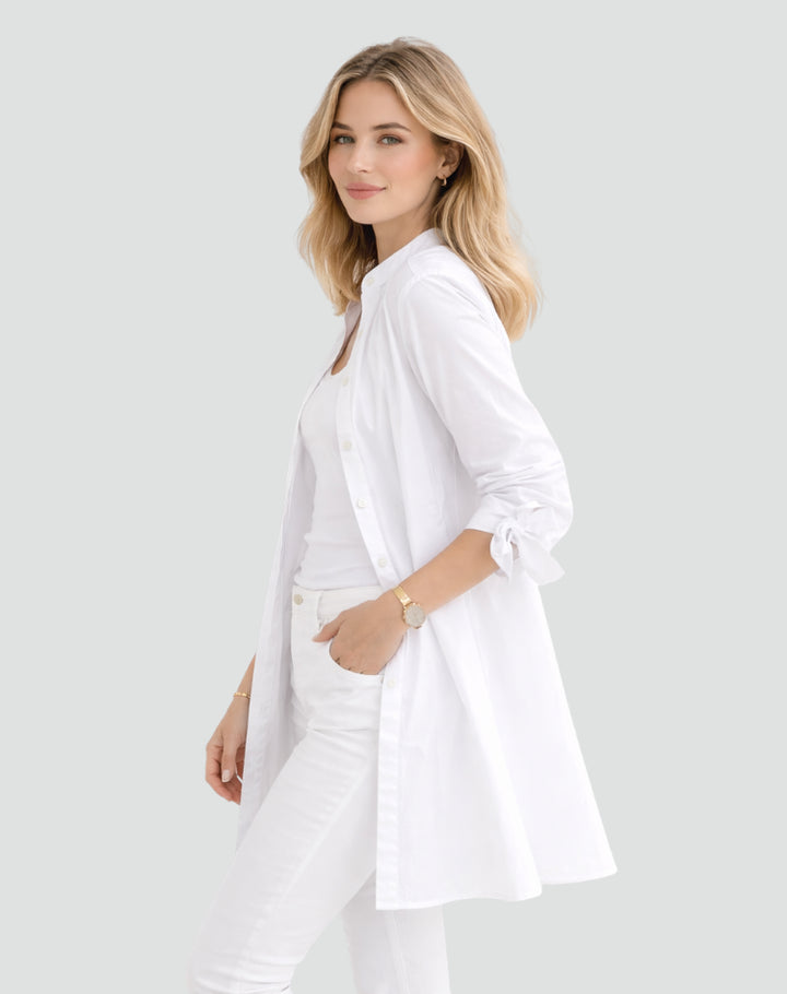 Oversize-Bluse für Damen – Lang geschnitten mit Bindedetails an den Ärmeln 4