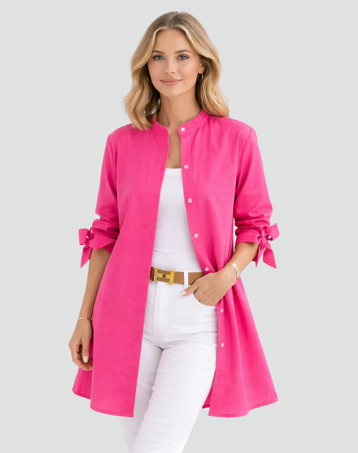 Oversize-Bluse für Damen – Lang geschnitten mit Bindedetails an den Ärmeln 5