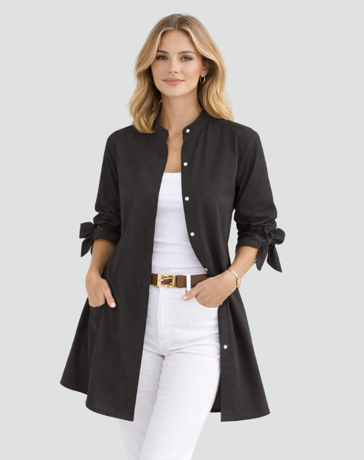 Oversize-Bluse für Damen – Lang geschnitten mit Bindedetails an den Ärmeln 7