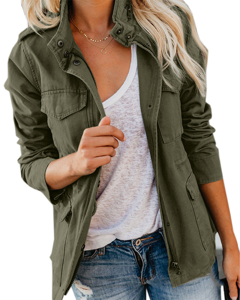 Oversized Korea Stil Windbreaker mit vielen Taschen fuer Damen 1