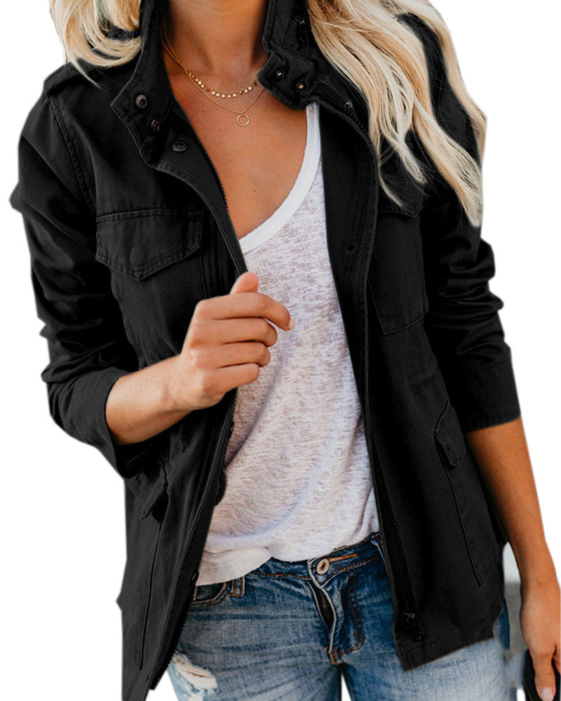 Oversized Korea Stil Windbreaker mit vielen Taschen fuer Damen 8