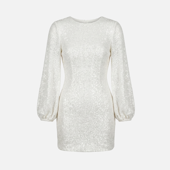 Pailletten-Abendminikleid – Langärmliger V-Ausschnitt-Stil für Damen