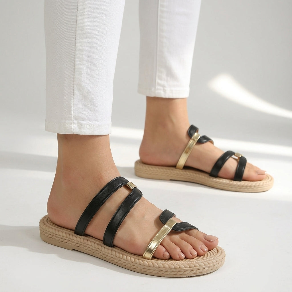 Pantoletten für Damen – Mit breitem Riemen und flacher Sohle 6