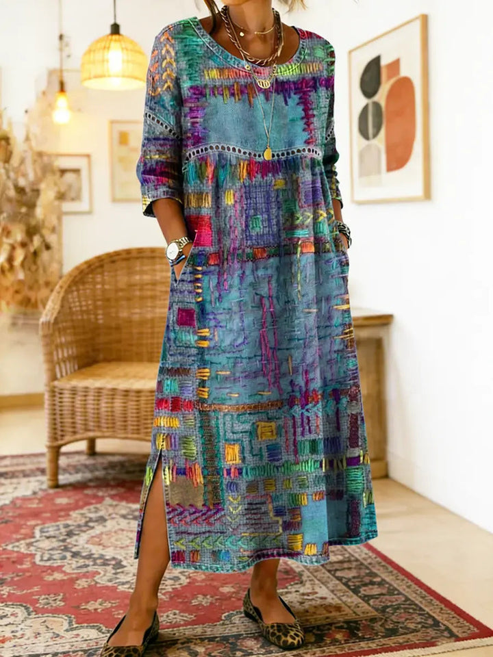 Patchwork-Kleid für Damen – Im Ethno-Stil mit farbenfrohen Mustern 10
