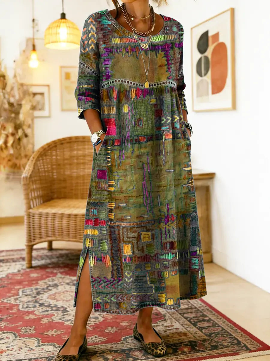 Patchwork-Kleid für Damen – Im Ethno-Stil mit farbenfrohen Mustern 11