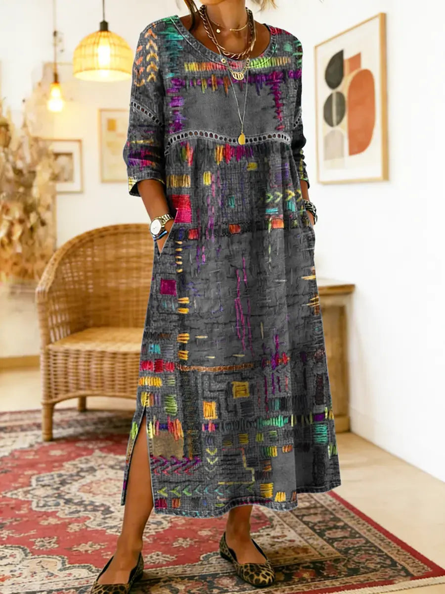 Patchwork-Kleid für Damen – Im Ethno-Stil mit farbenfrohen Mustern 12