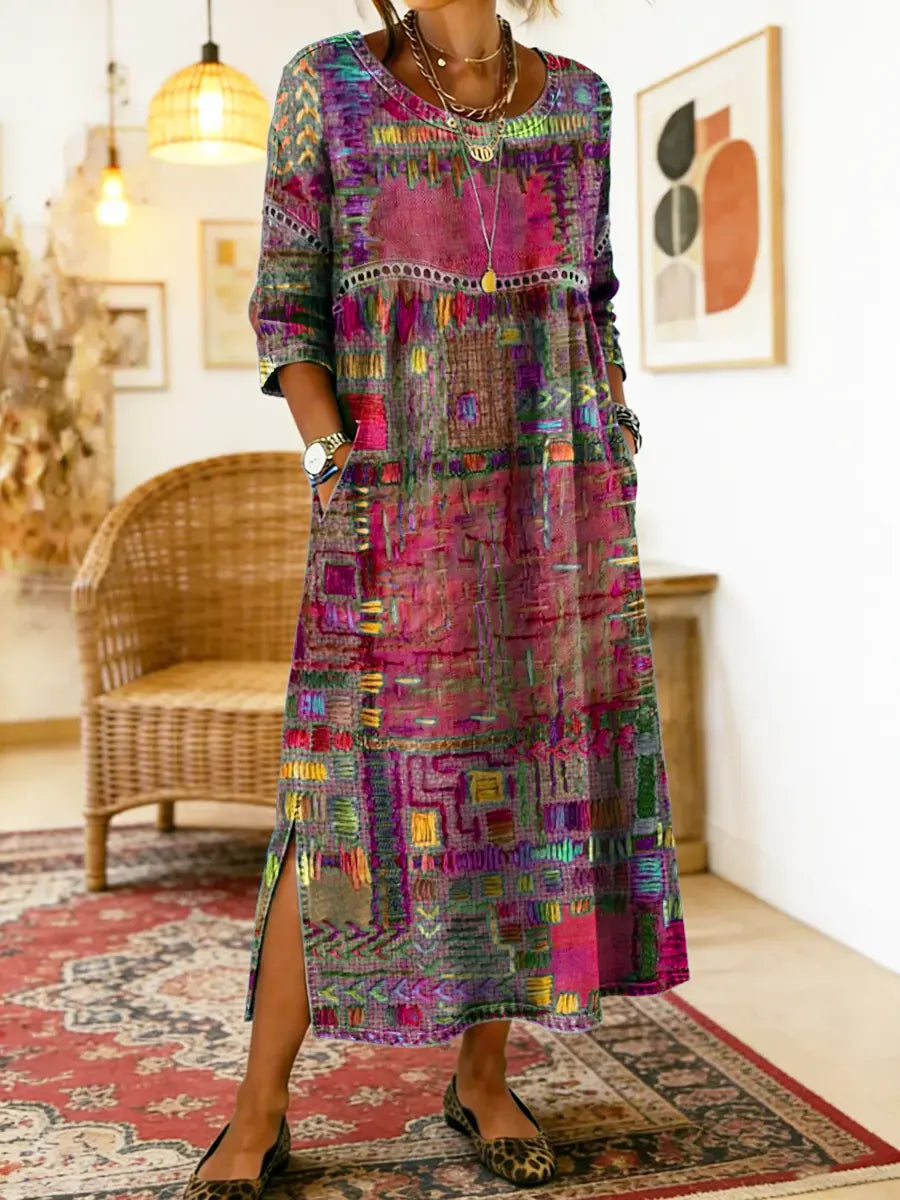 Patchwork-Kleid für Damen – Im Ethno-Stil mit farbenfrohen Mustern 13