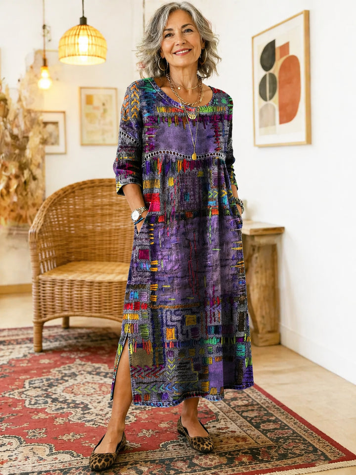 Patchwork-Kleid für Damen – Im Ethno-Stil mit farbenfrohen Mustern 3