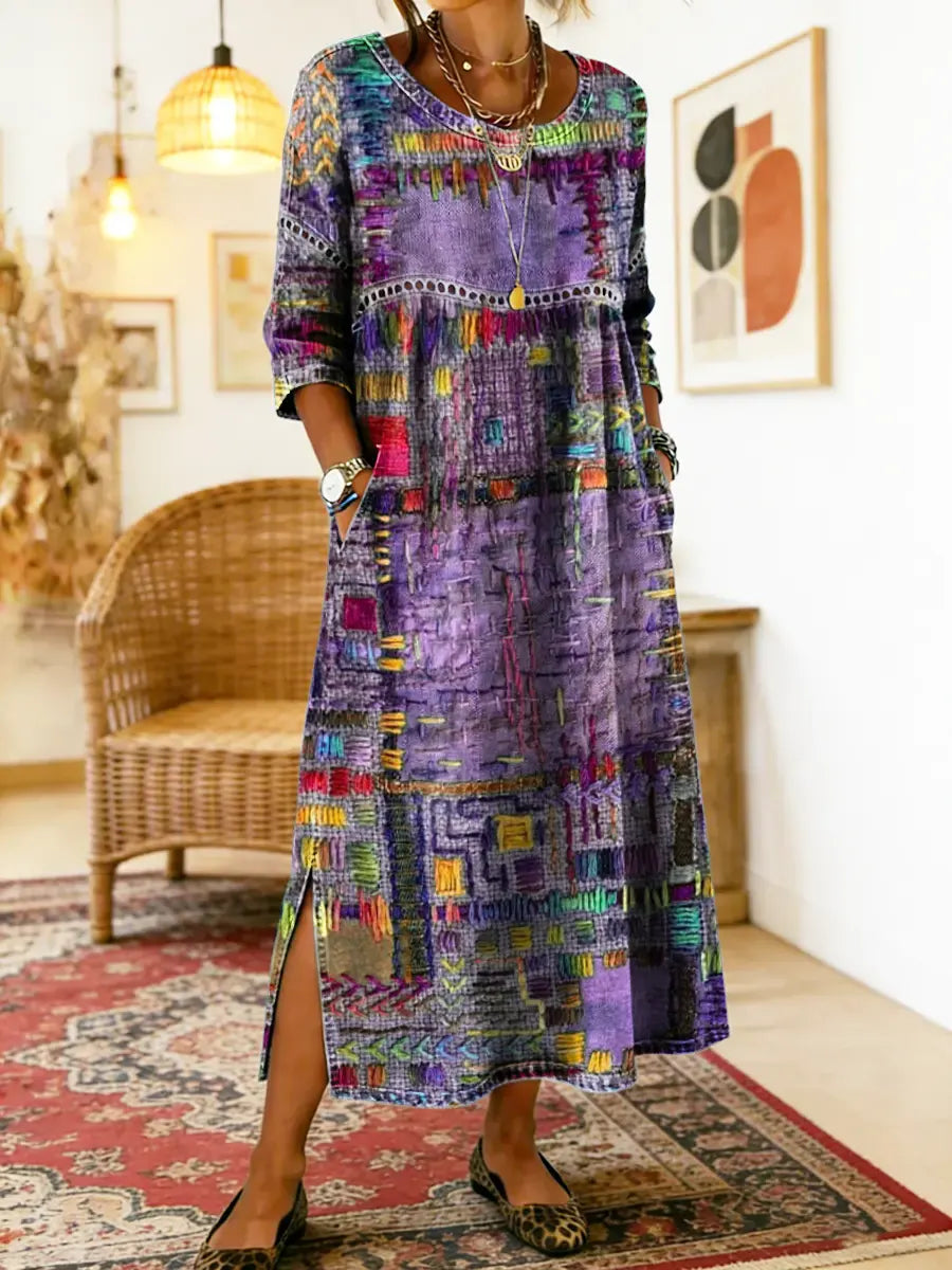 Patchwork-Kleid für Damen – Im Ethno-Stil mit farbenfrohen Mustern 4