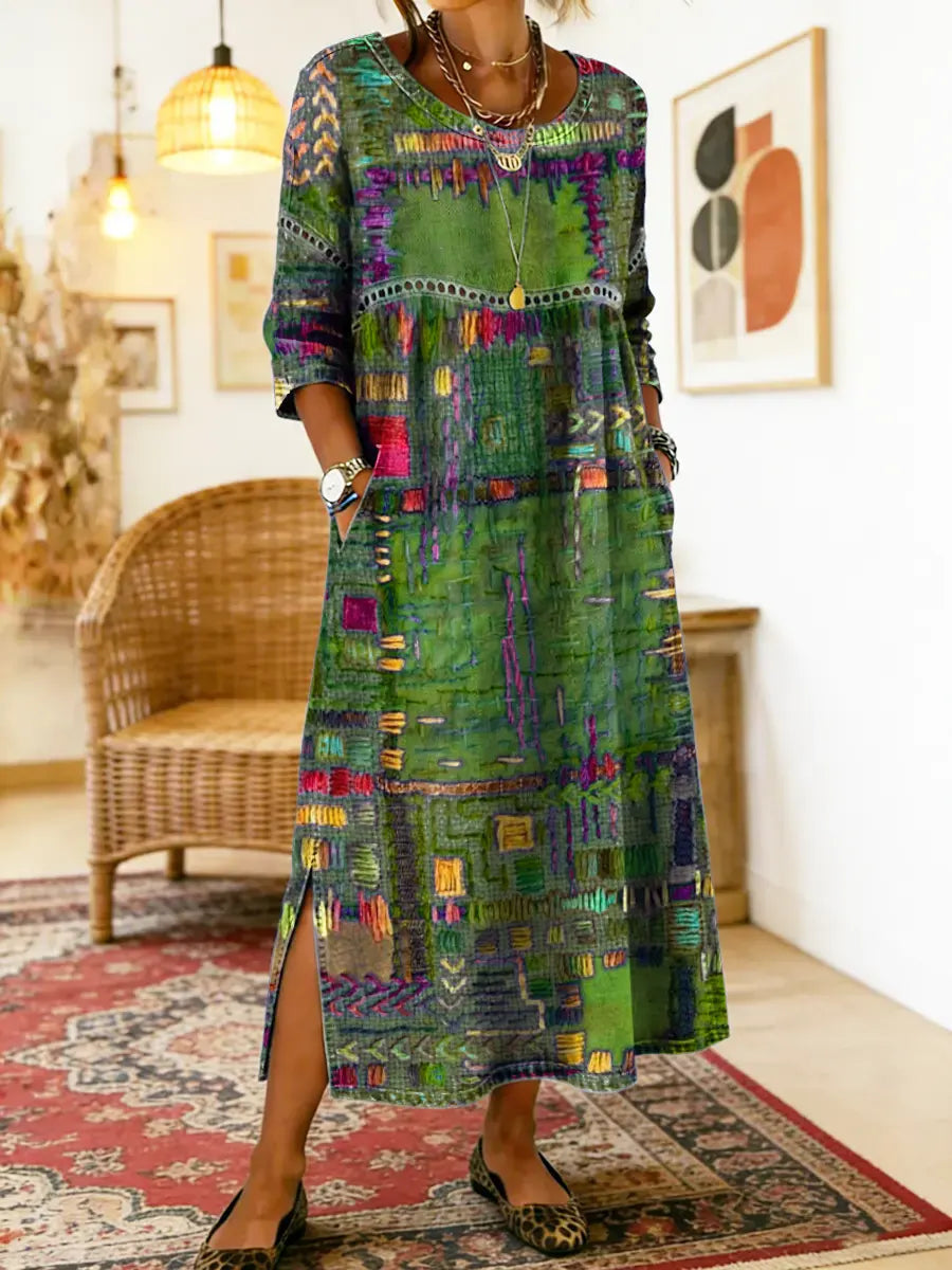 Patchwork-Kleid für Damen – Im Ethno-Stil mit farbenfrohen Mustern 5