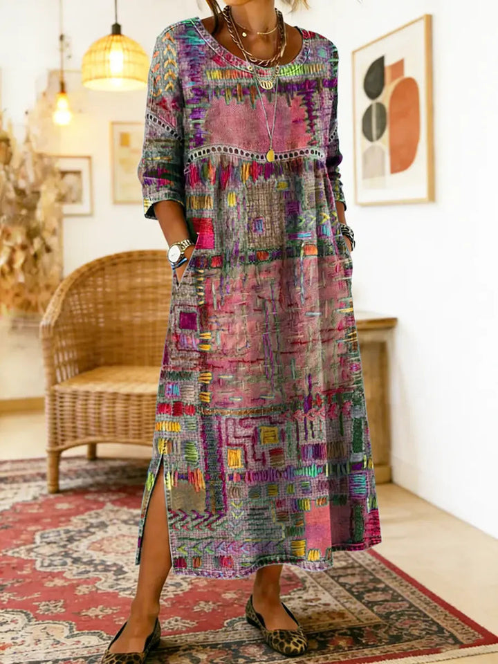 Patchwork-Kleid für Damen – Im Ethno-Stil mit farbenfrohen Mustern 6