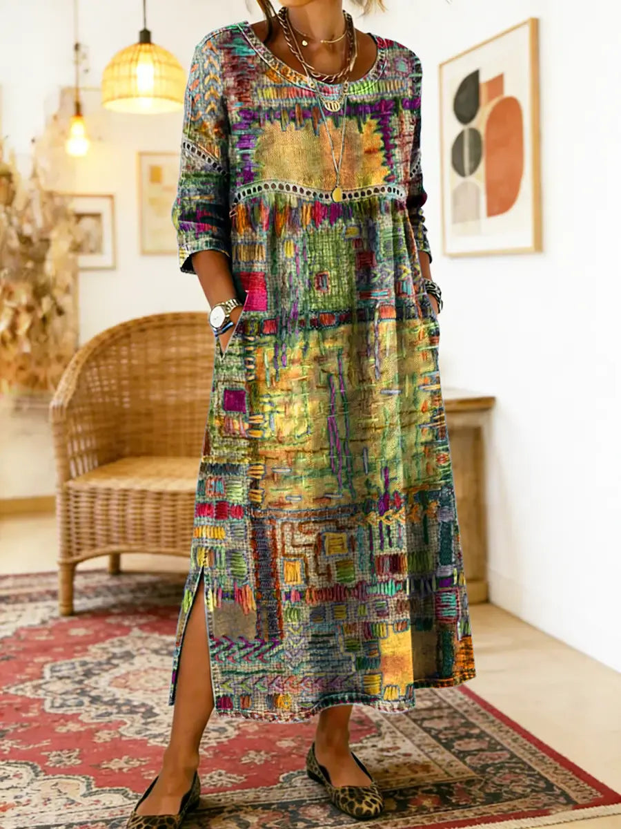 Patchwork-Kleid für Damen – Im Ethno-Stil mit farbenfrohen Mustern 7