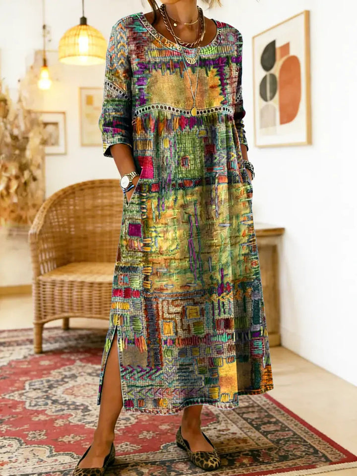 Patchwork-Kleid für Damen – Im Ethno-Stil mit farbenfrohen Mustern 7