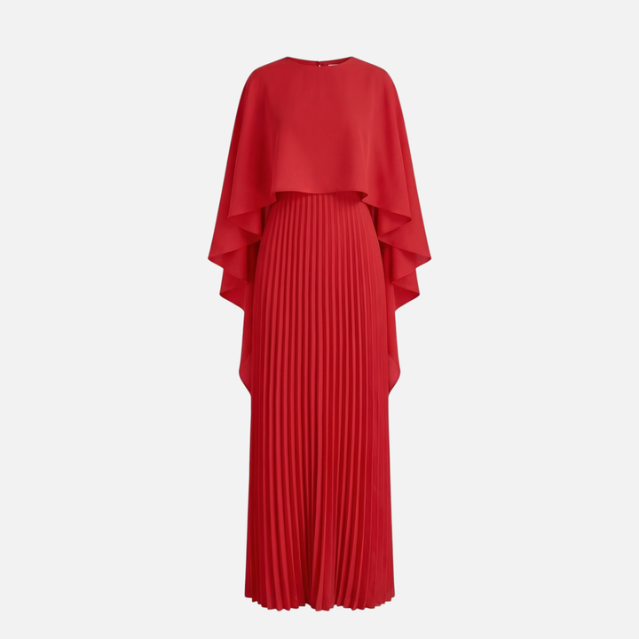 Plissee Chiffon Maxikleid Cape Overlay in weiter Passform für Damen