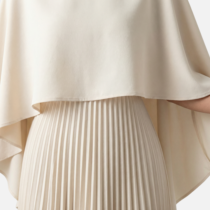 Plissee Chiffon Maxikleid Cape Overlay in weiter Passform für Damen