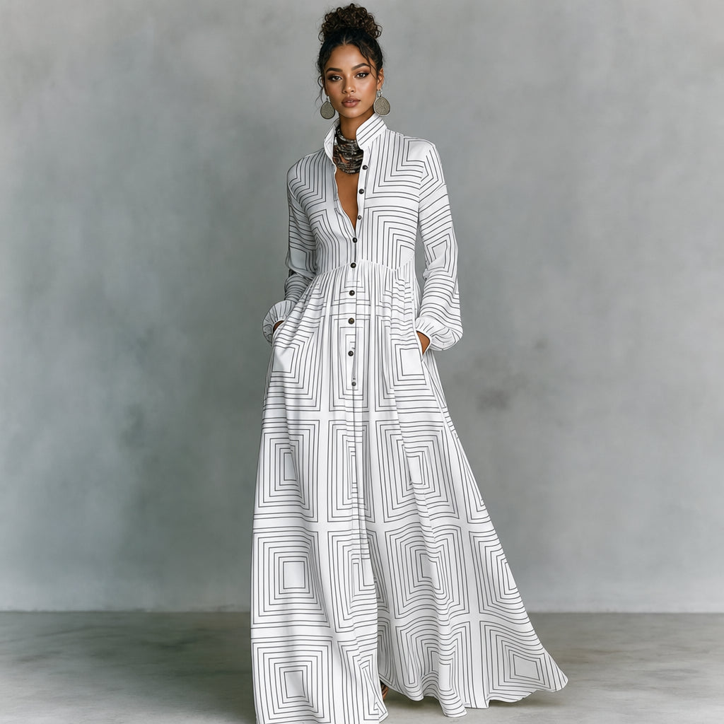 Plissee-Maxikleid für Damen – Langarm und ideal für Sommerfeste 1