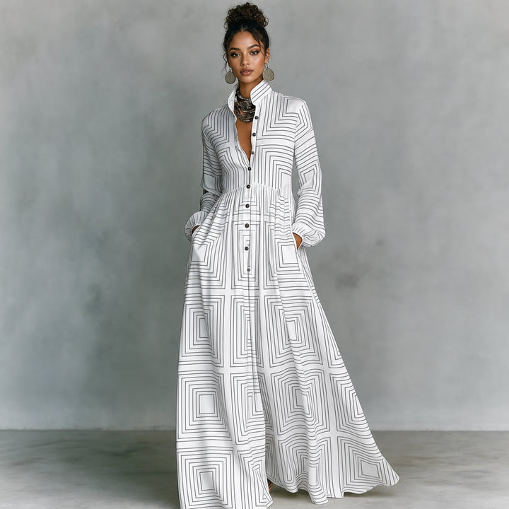 Plissee-Maxikleid für Damen – Langarm und ideal für Sommerfeste 1