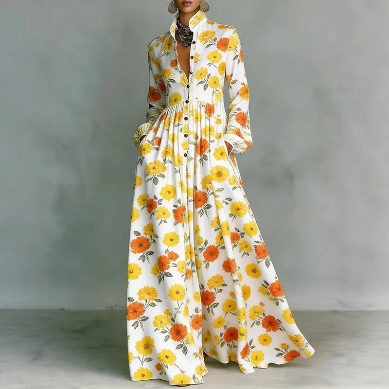 Plissee-Maxikleid für Damen – Langarm und ideal für Sommerfeste 12