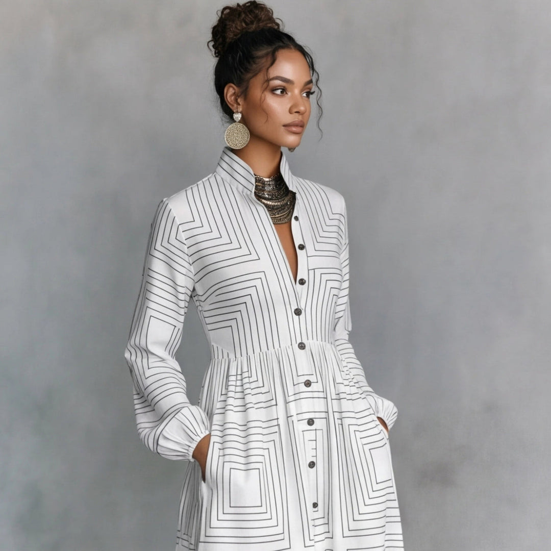 Plissee-Maxikleid für Damen – Langarm und ideal für Sommerfeste 2