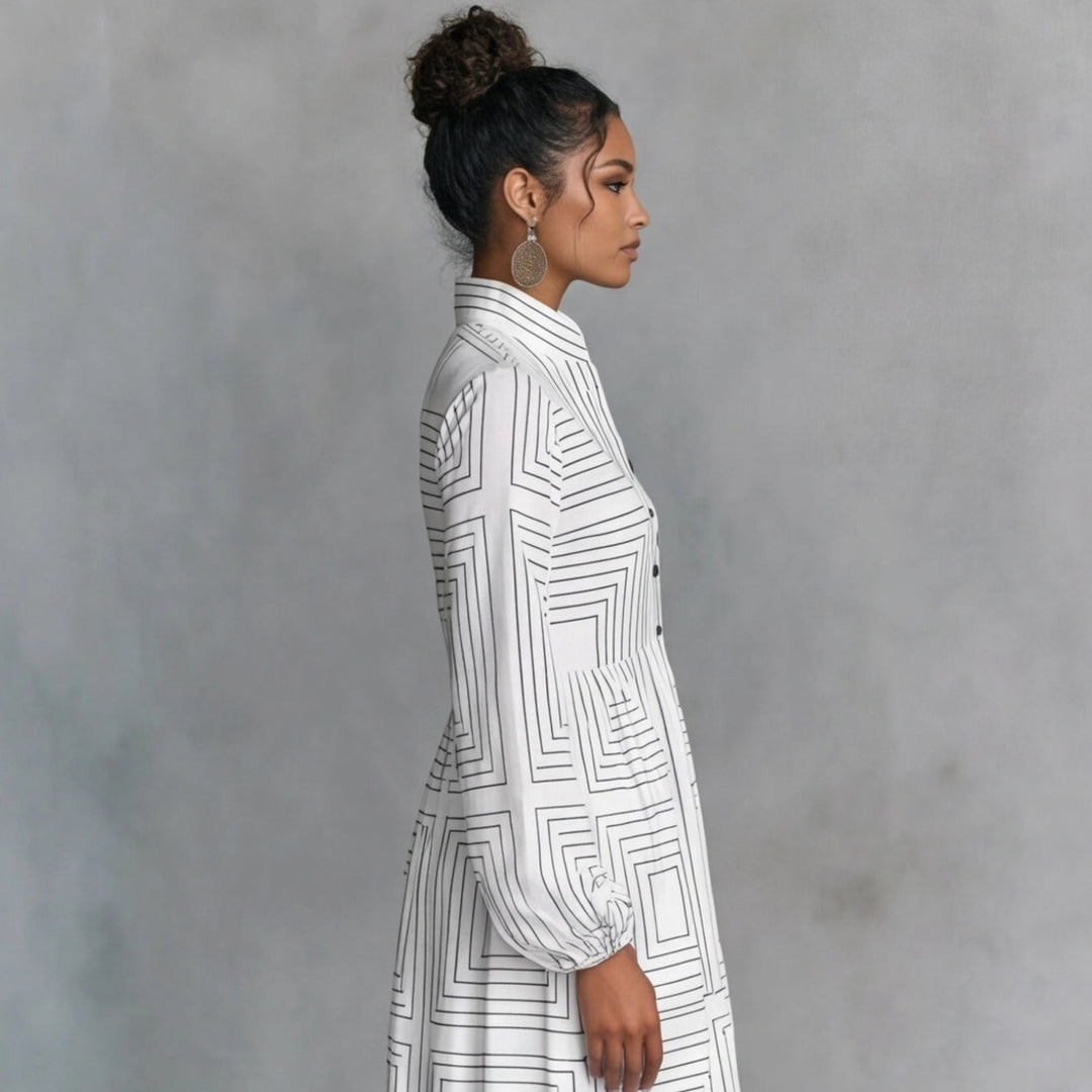 Plissee-Maxikleid für Damen – Langarm und ideal für Sommerfeste 3