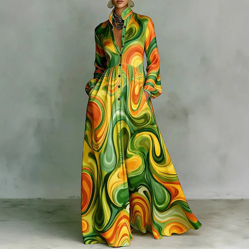 Plissee-Maxikleid für Damen – Langarm und ideal für Sommerfeste 8