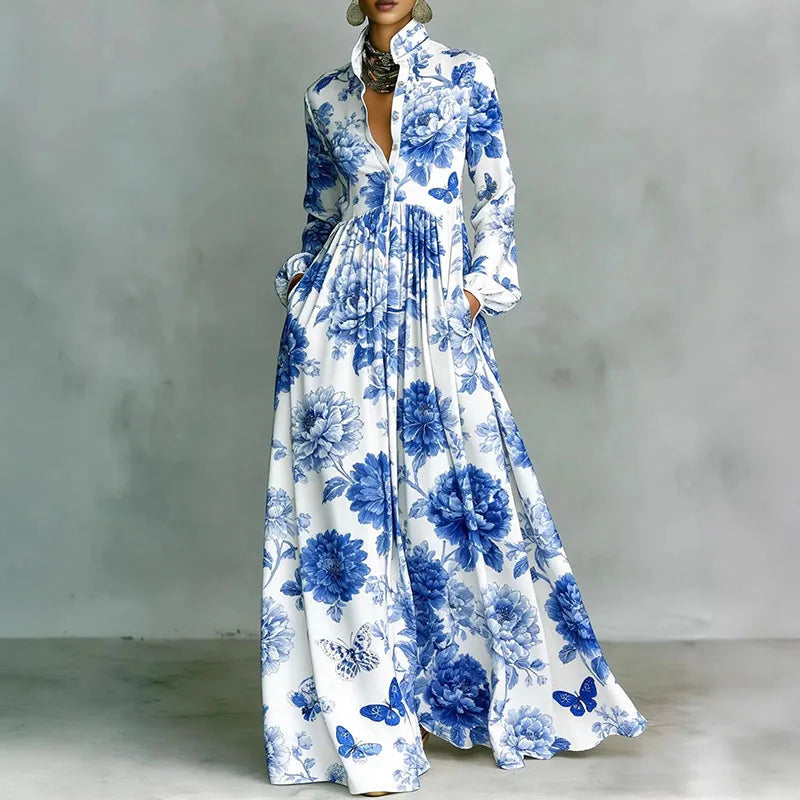 Plissee-Maxikleid für Damen – Langarm und ideal für Sommerfeste 9