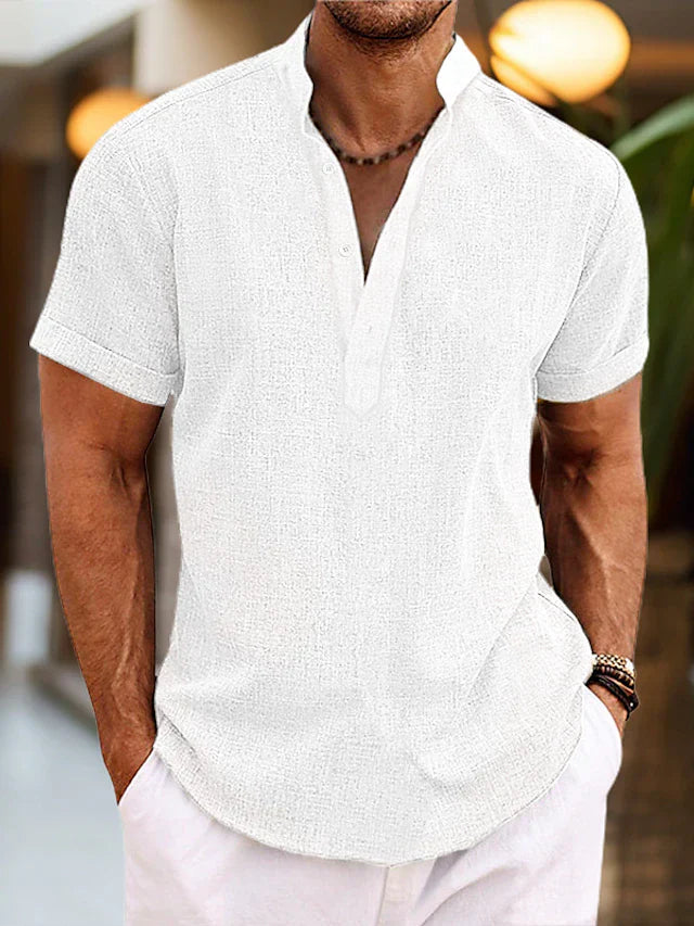 Polo Shirt mit stilvollem V Ausschnitt und Komfort fuer Herren 3