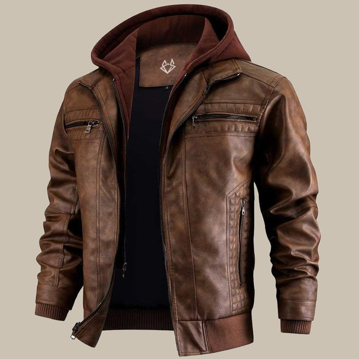 Premium Hochwertige Lederjacke mit Kapuze für Herren – Klassisch 2