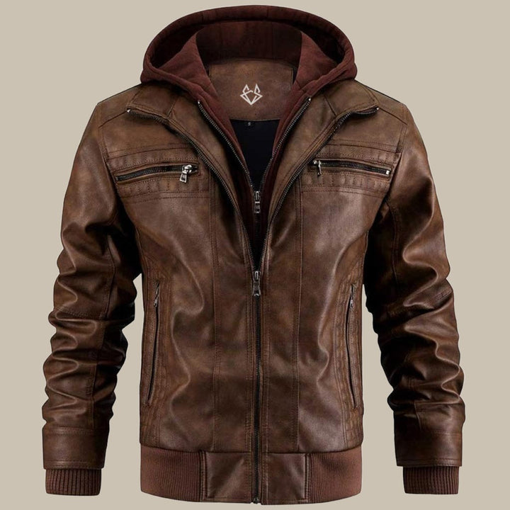 Premium Hochwertige Lederjacke mit Kapuze für Herren – Klassisch 3