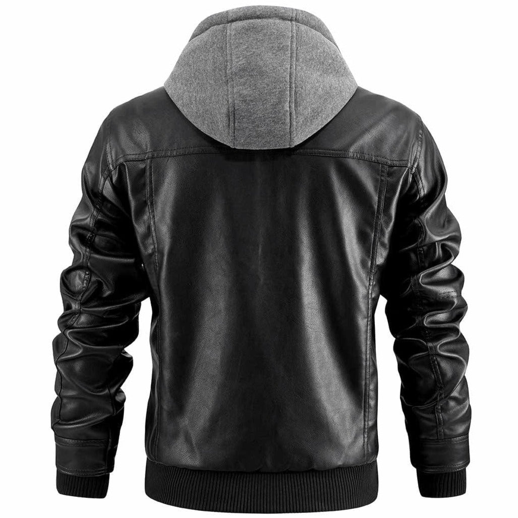 Premium Hochwertige Lederjacke mit Kapuze für Herren – Klassisch 4