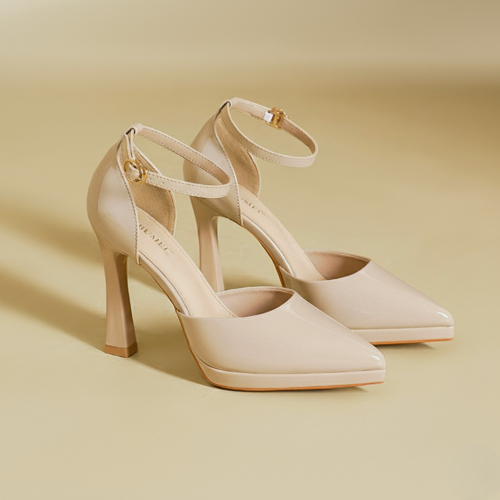 Pumps für Damen – Spitz zulaufend mit Fesselriemen & Blockabsatz 5