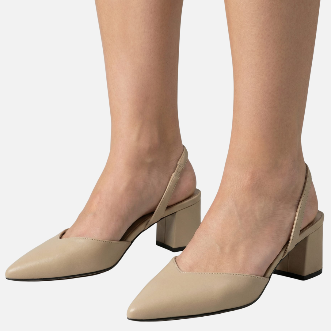 Pumps mit spitzer Zehenpartie und Fersriemen für Frauen