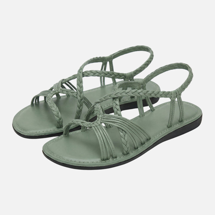 Geflochtene Sandalen mit verstellbarem Knöchelriemen für Damen