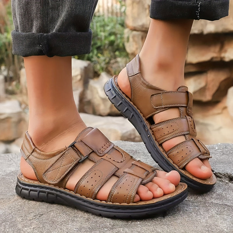 Sandalen mit Leder Obermaterial zum Hineinschluepfen fuer Herren 3