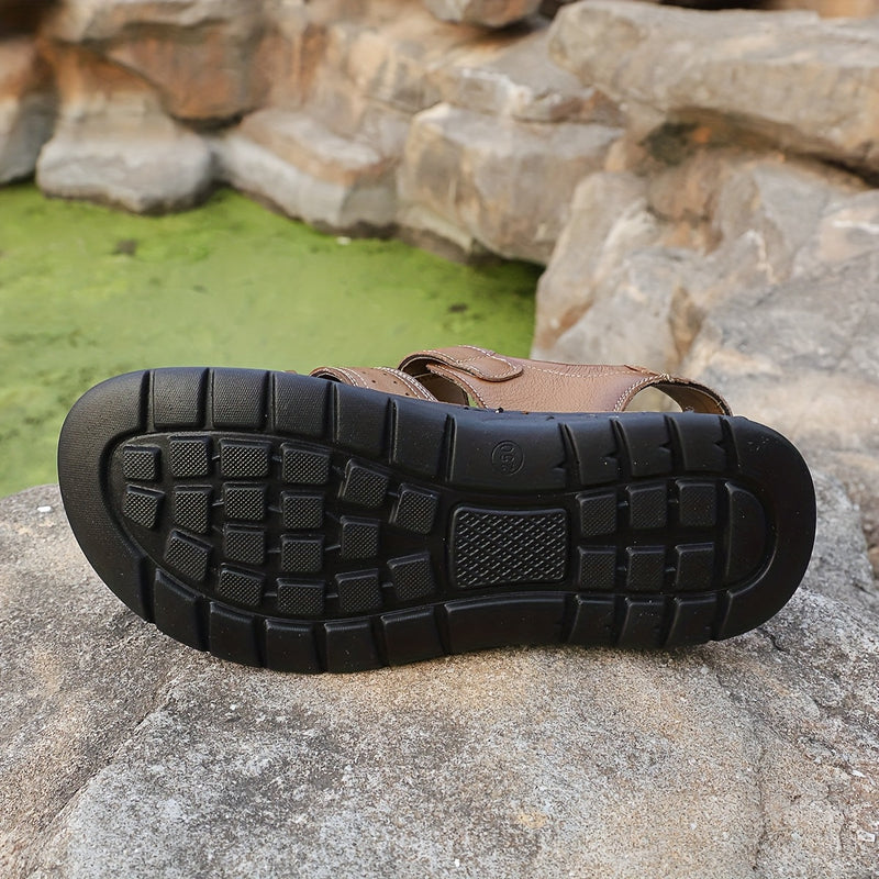 Sandalen mit Leder Obermaterial zum Hineinschluepfen fuer Herren 7
