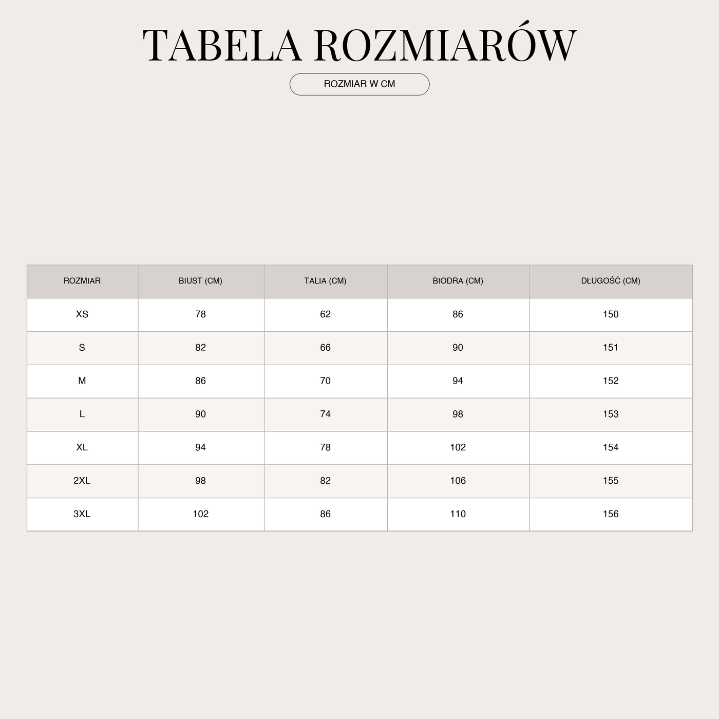 Top treningowy damski – fason bokserski z prążkowanej dzianiny z size chart
