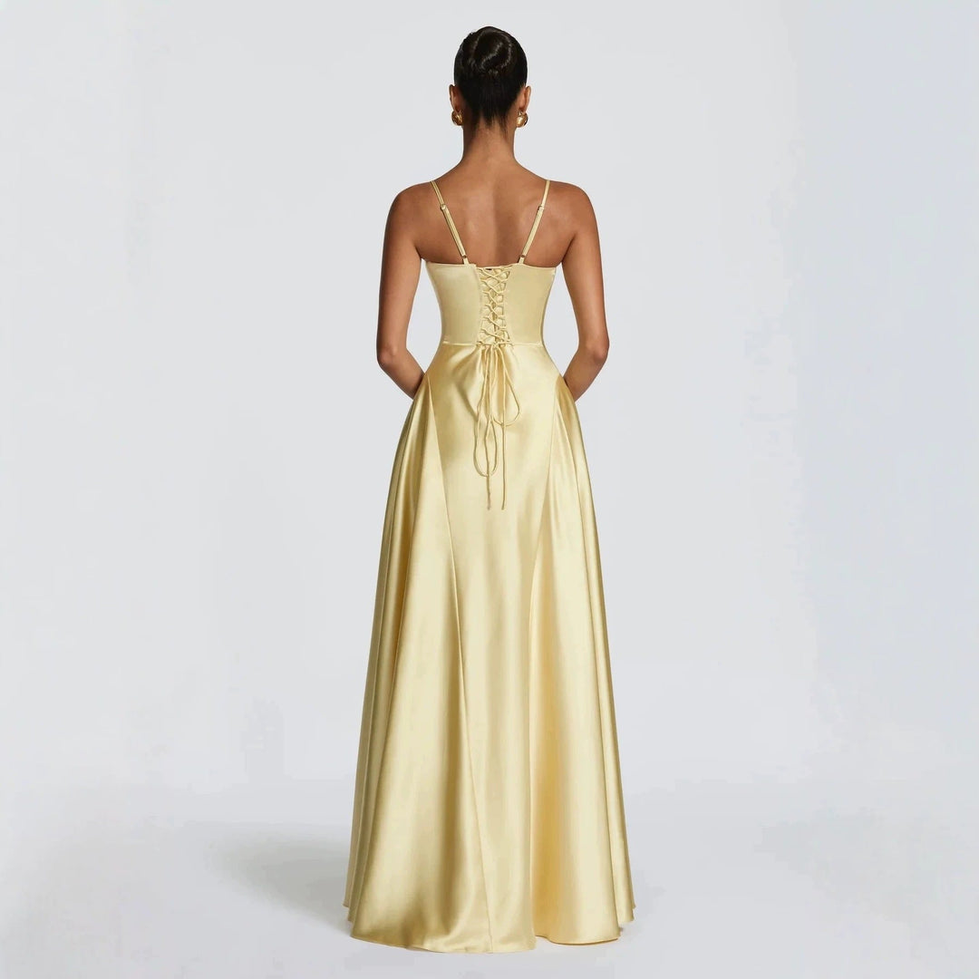 Satin-Maxikleid für Damen – Elegant mit raffinierten Spaghettiträgern 2