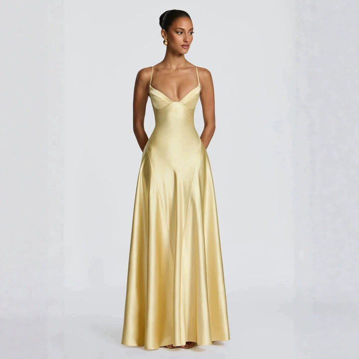 Satin-Maxikleid für Damen – Elegant mit raffinierten Spaghettiträgern 3