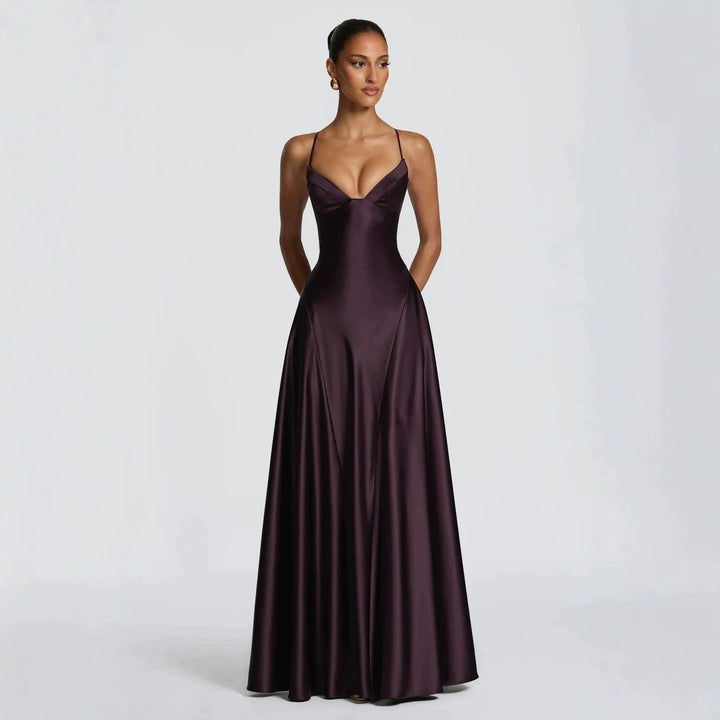 Satin-Maxikleid für Damen – Elegant mit raffinierten Spaghettiträgern 4