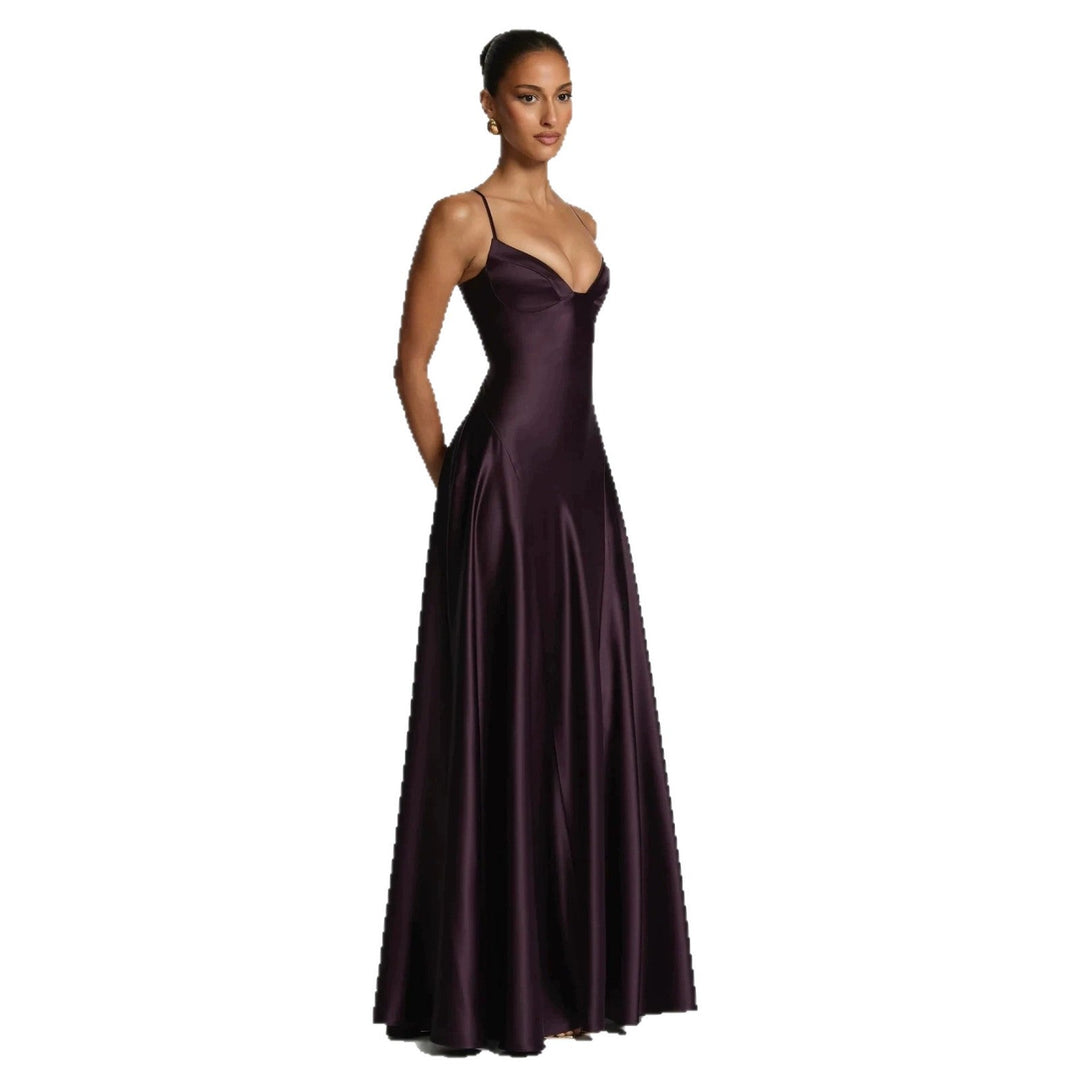Satin-Maxikleid für Damen – Elegant mit raffinierten Spaghettiträgern 5
