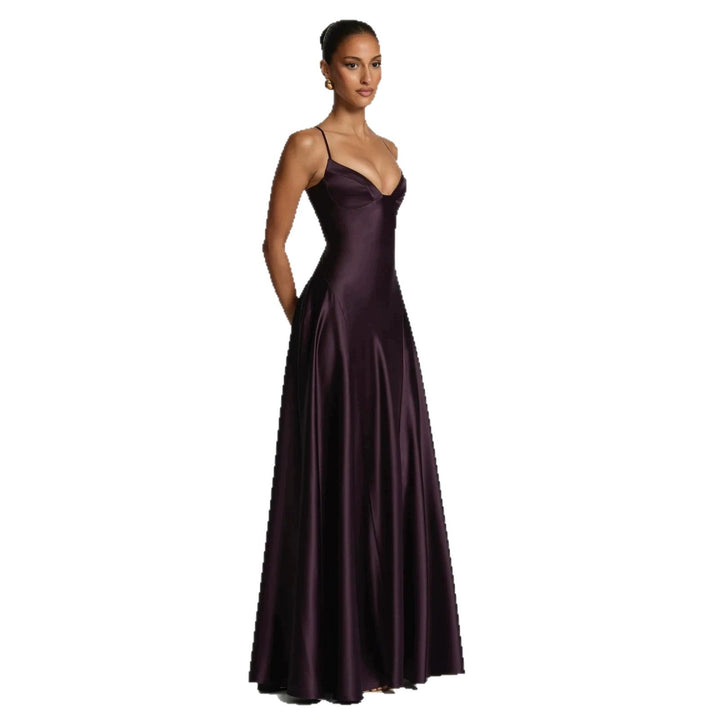 Satin-Maxikleid für Damen – Elegant mit raffinierten Spaghettiträgern 5