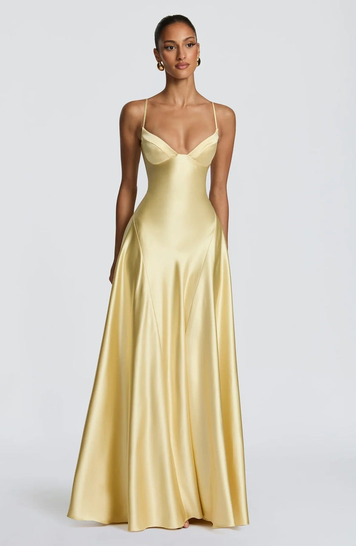 Satin-Maxikleid für Damen – Elegant mit raffinierten Spaghettiträgern 6