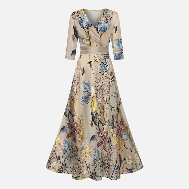 Satin Wickelkleid mit V-Ausschnitt Maxilänge für Damen