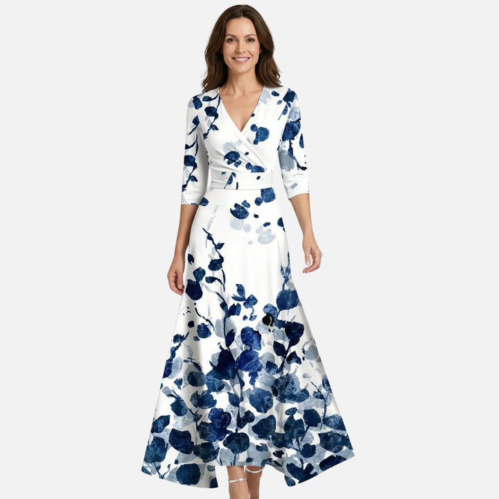 Satin Wickelkleid mit V-Ausschnitt Maxilänge für Damen