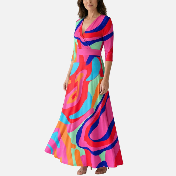 Satin Wickelkleid mit V-Ausschnitt Maxilänge für Damen