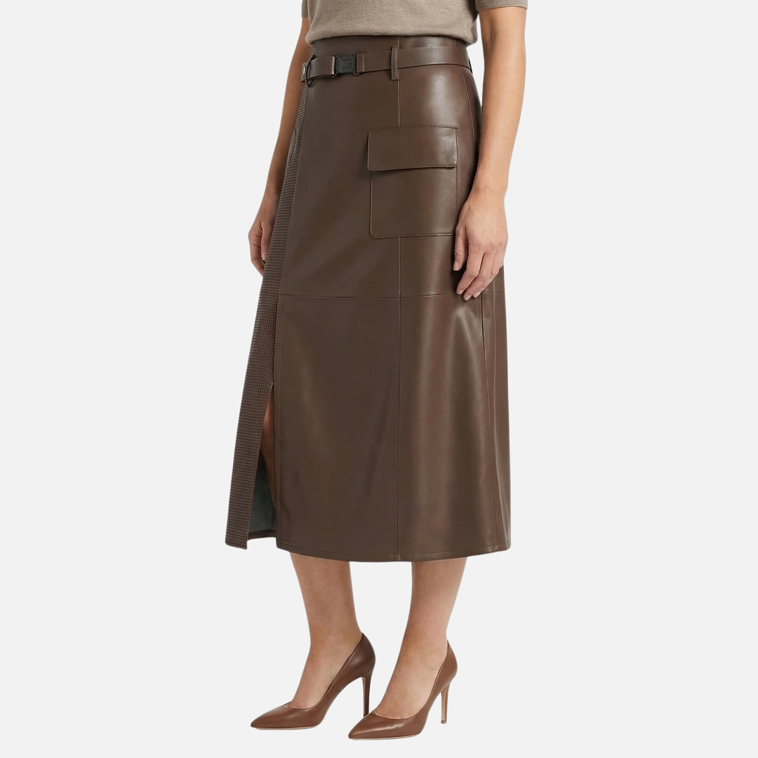 Schafsleder High-Waist Rock – Asymmetrisch mit Gürtel für Damen