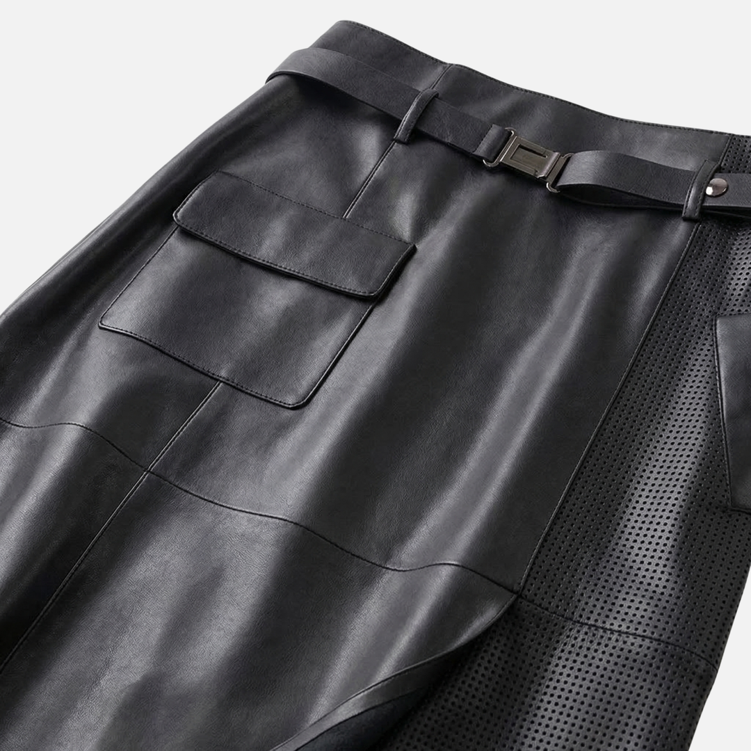 Schafsleder High-Waist Rock – Asymmetrisch mit Gürtel für Damen