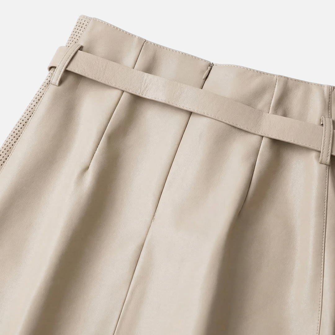 Schafsleder High-Waist Rock – Asymmetrisch mit Gürtel für Damen